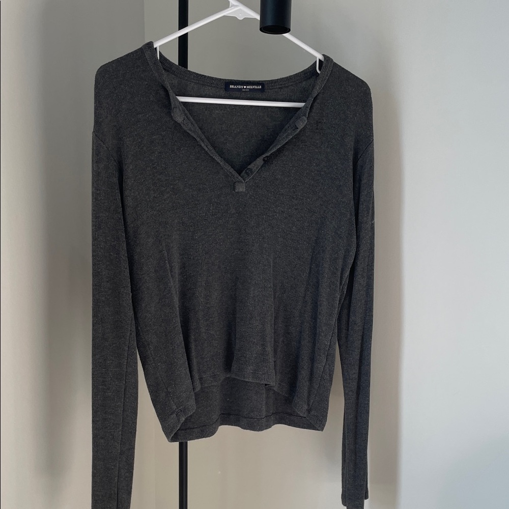 Women's Gray Long Sleeve Top